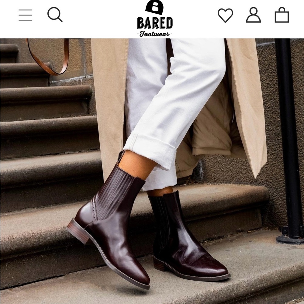Bared Footwear - Meadowlark - Dark Oak Boxed Leather Flat Boots - 6.5 US/37 Euro